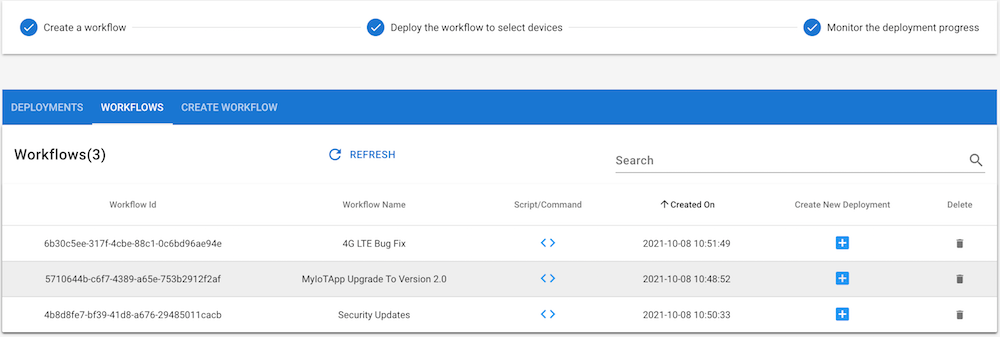OTA Update to connected devices - Create a New Workflow